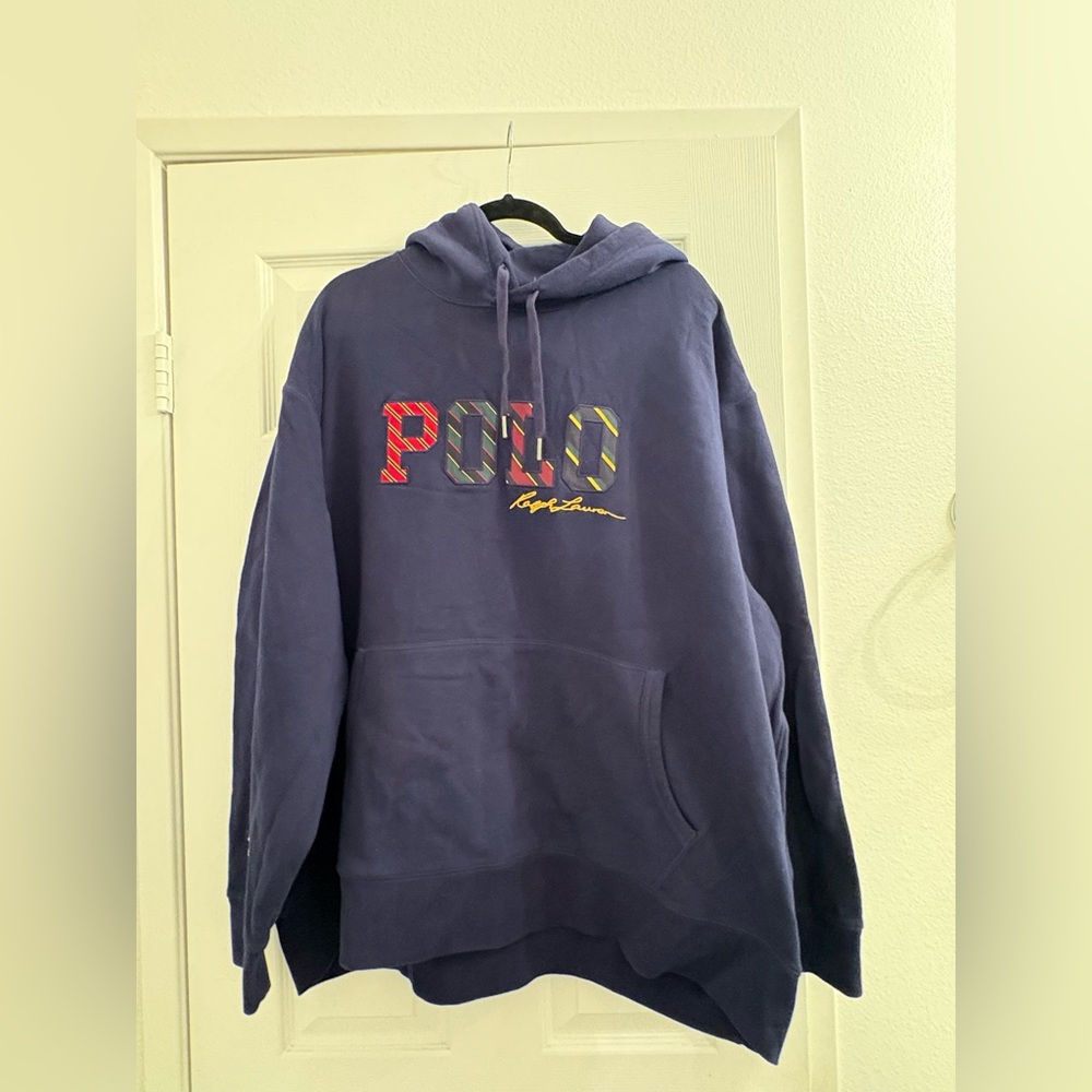 Polo by Ralph Lauren Men's Navy Hoodie with Multicolor Logo